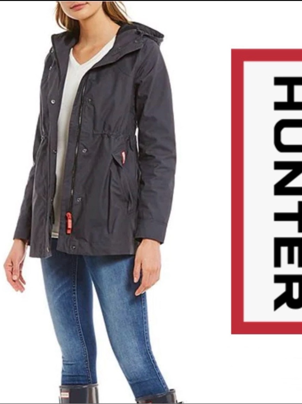HUNTER Original Cotton Smock Water Resistant Hooded Rain Jacket small